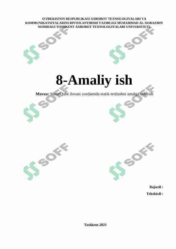 SonarQube ilovasi yordamida statik testlashni amalga oshirish