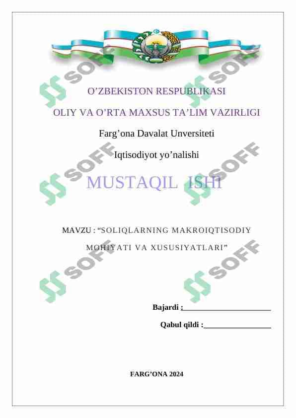 soliqlarning makroiqtisodiy mohiyati va xususiyatlari