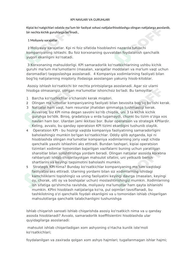 KPI tushunchasi