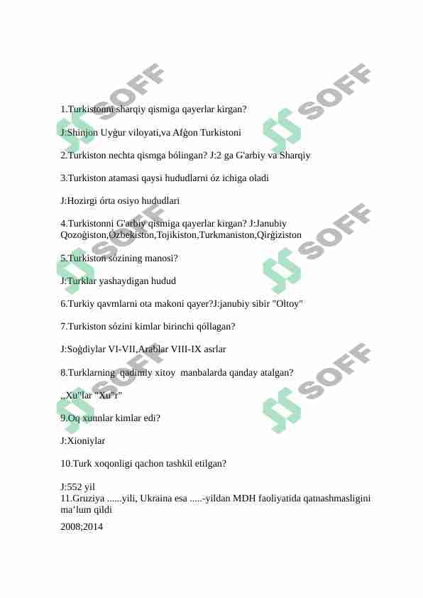 markaziy osiyo xalqlar tarixidan test
