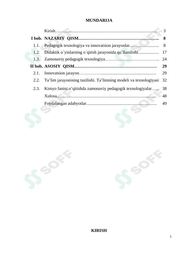 Kimyo oʻqitishda innovatsion texnologiyalardan foydalanish usullari