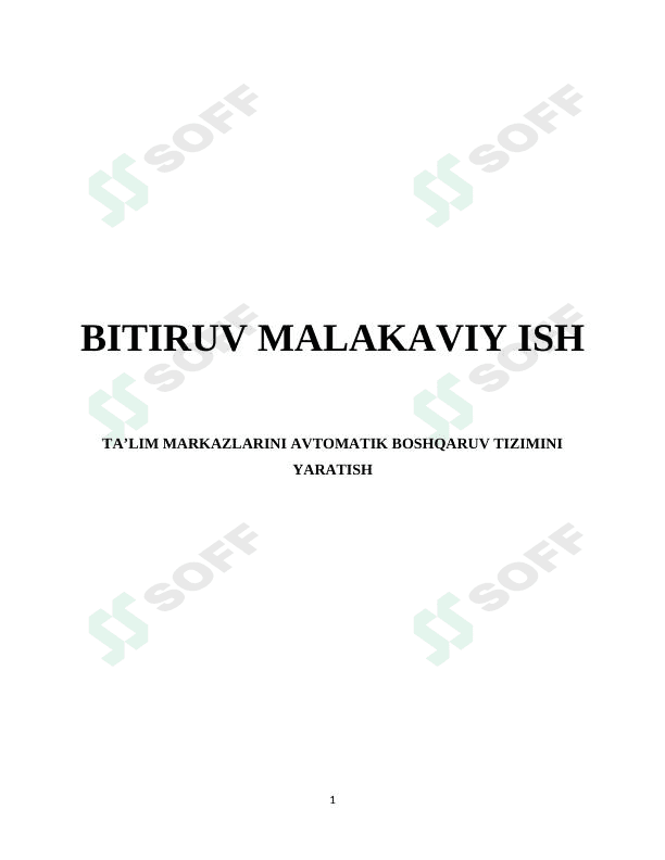 Ta’lim markazlarini avtomatik boshqaruv tizimini yaratish