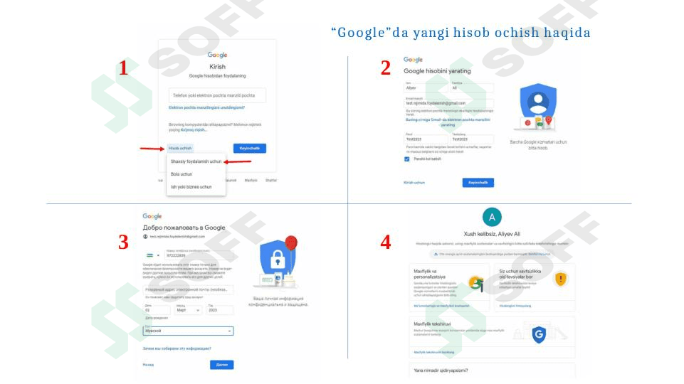 “Google”da yangi hisob ochish haqida