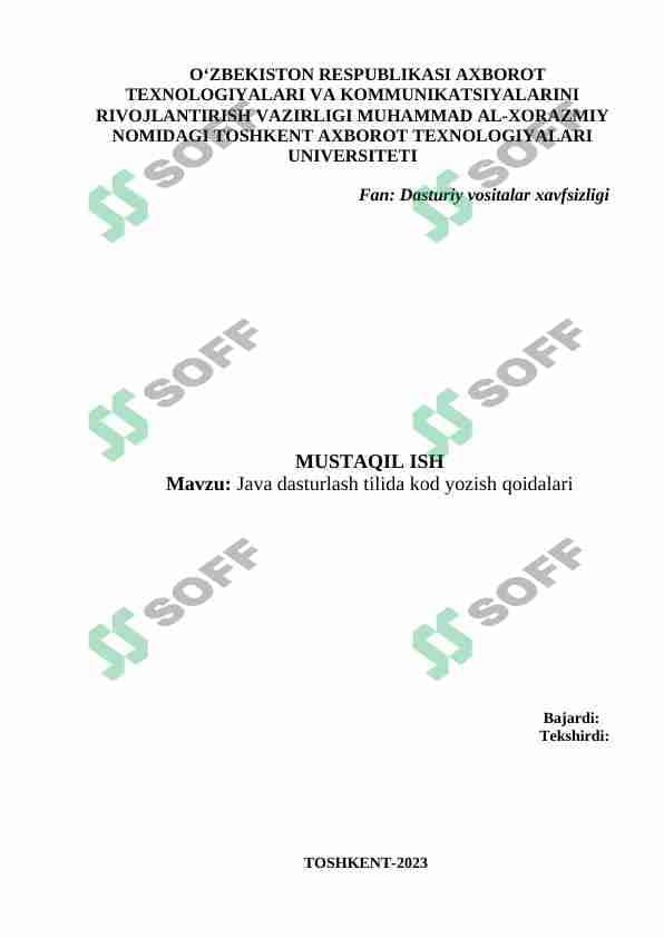 Java dasturlash tilida kod yozish qoidalari