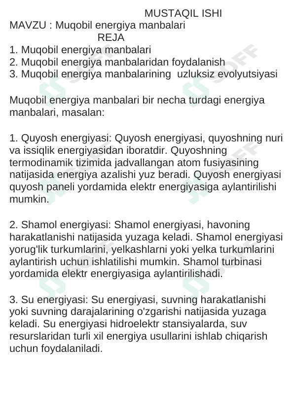 Muqobil energiya manbalari