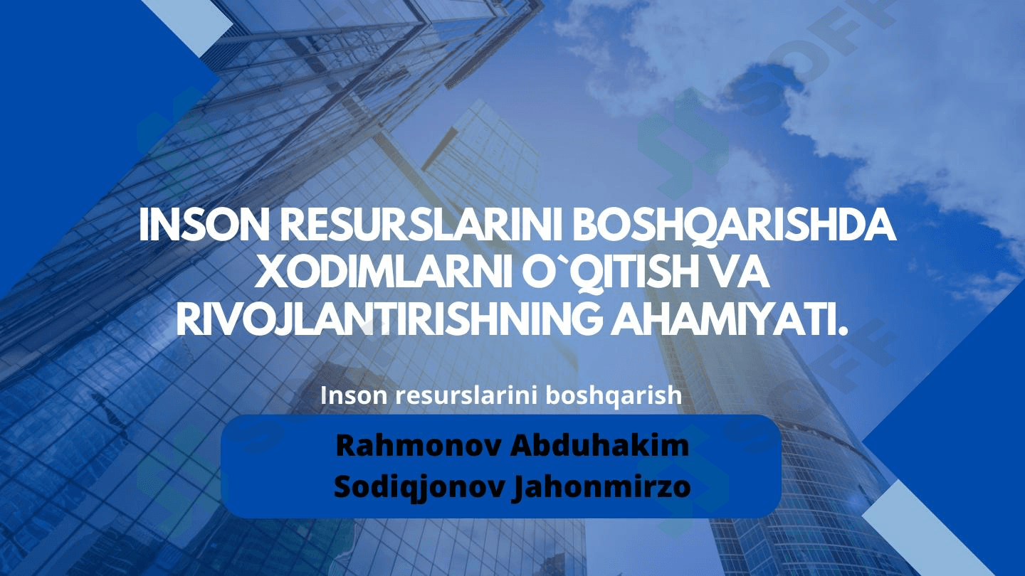 Inson resurslarini boshqarishda xodimlarni o'qitish va rivojlantirishning ahamiyati