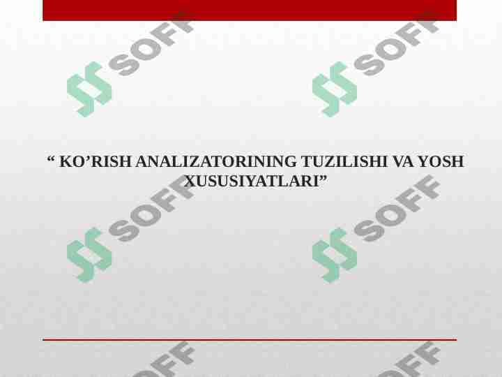 Ko'rish analizatorining tuzilishi va yosh xususiyatlari