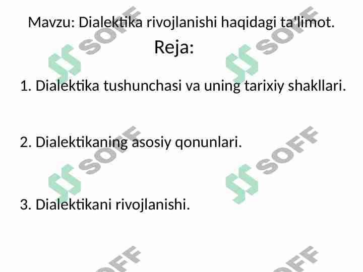 Dialektika rivojlanishi haqidagi ta'limot