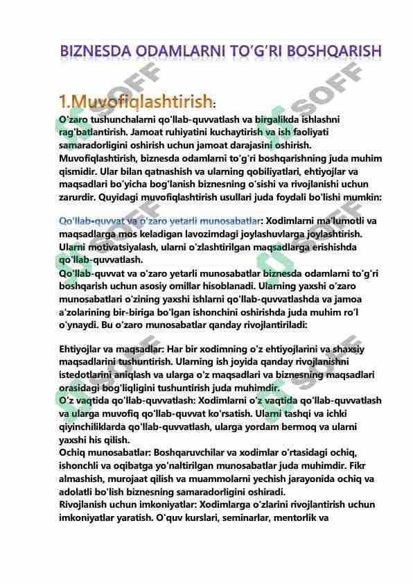 BIZNESDA ODAMLARNI TO'G'RI BOSHQARISH