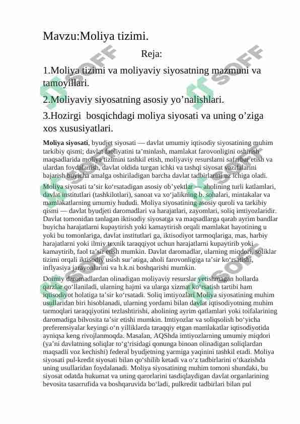 Moliya tizimi