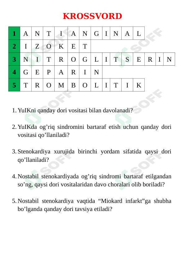 TERAPIYA FANIDAN KROSSVORD