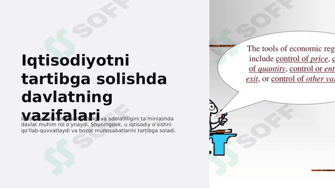 iqtisodiyotni tartibga solishda davlatning vazifalari