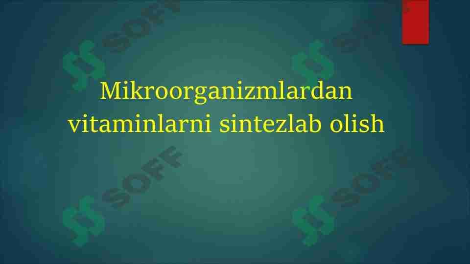 Mikroorganizmlardan vitaminlarni sintezlab olish