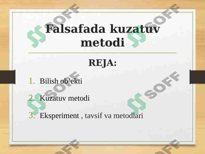 Falsafada kuzatuv metodi