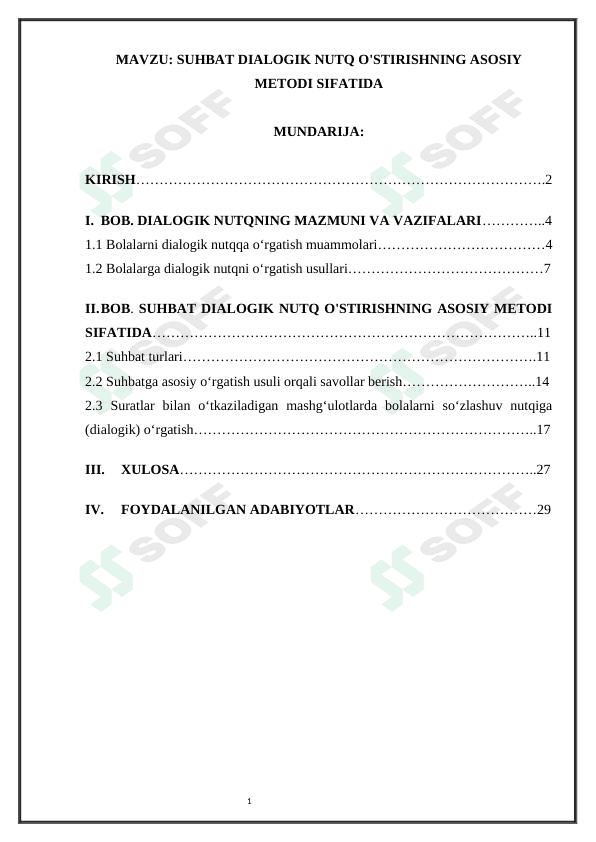 SUHBAT DIALOGIK NUTQ O'STIRISHNING ASOSIY METODI SIFATIDA