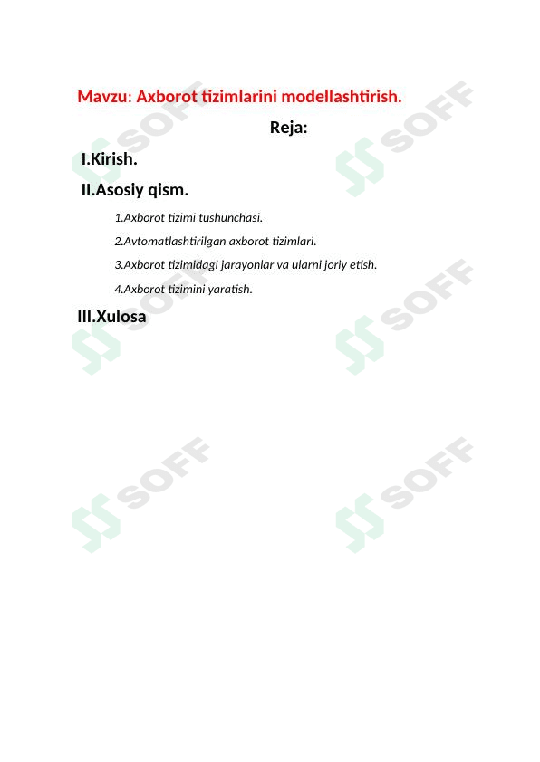 Axborot tizimlarini modellashtirish