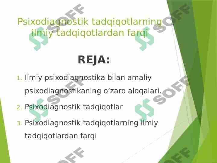 Psixodiagnostik tadqiqotlarning ilmiy tadqiqotlardan farqi