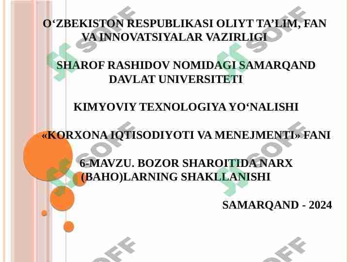 BOZOR SHAROITIDA NARX (BAHO)LARNING SHAKLLANISHI