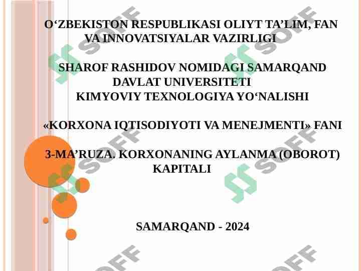 KORXONANING AYLANMA (OBOROT) KAPITALI