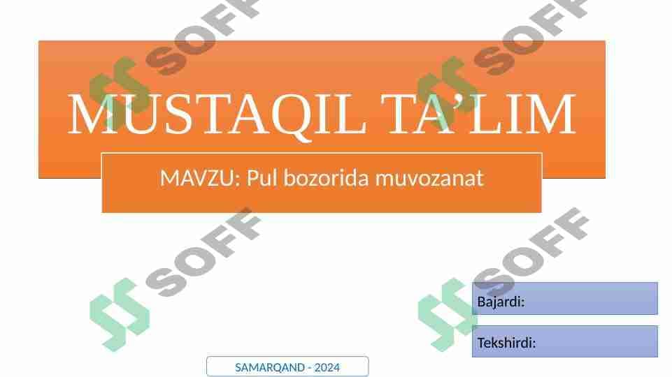 Pul bozorida muvozanat