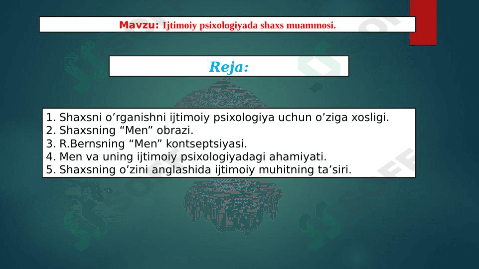 Ijtimoiy psixologiyada shaxs muammosi.