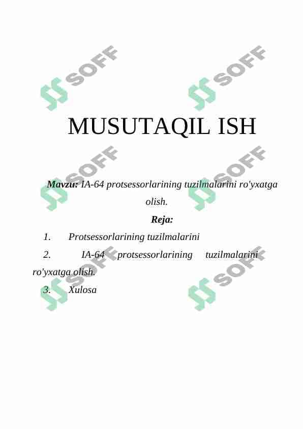IA-64 protsessorlarining tuzilmalarini ro'yxatga olish.