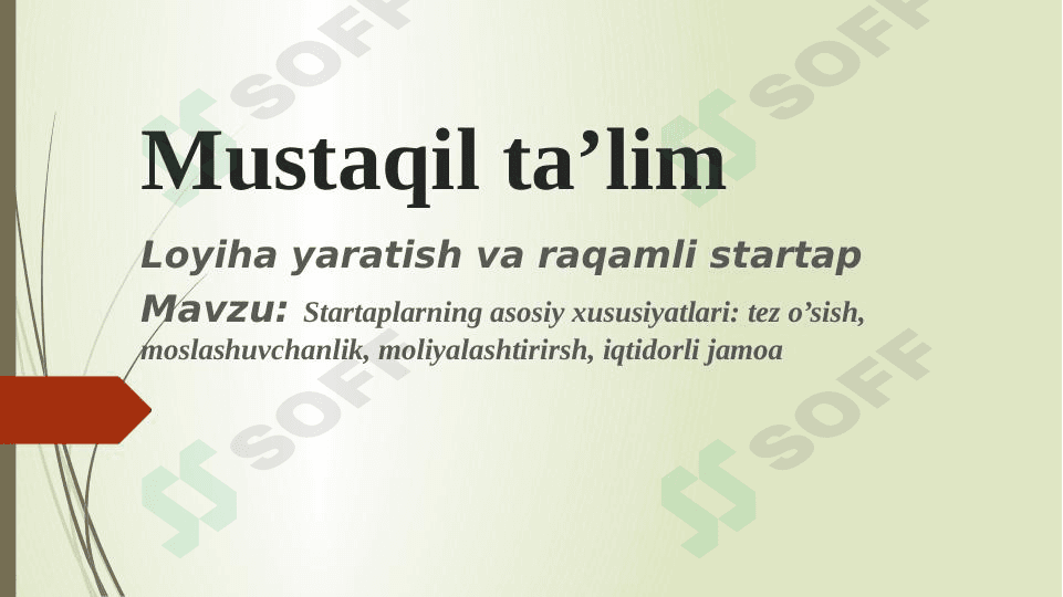 Startaplarning asosiy xususiyatlari