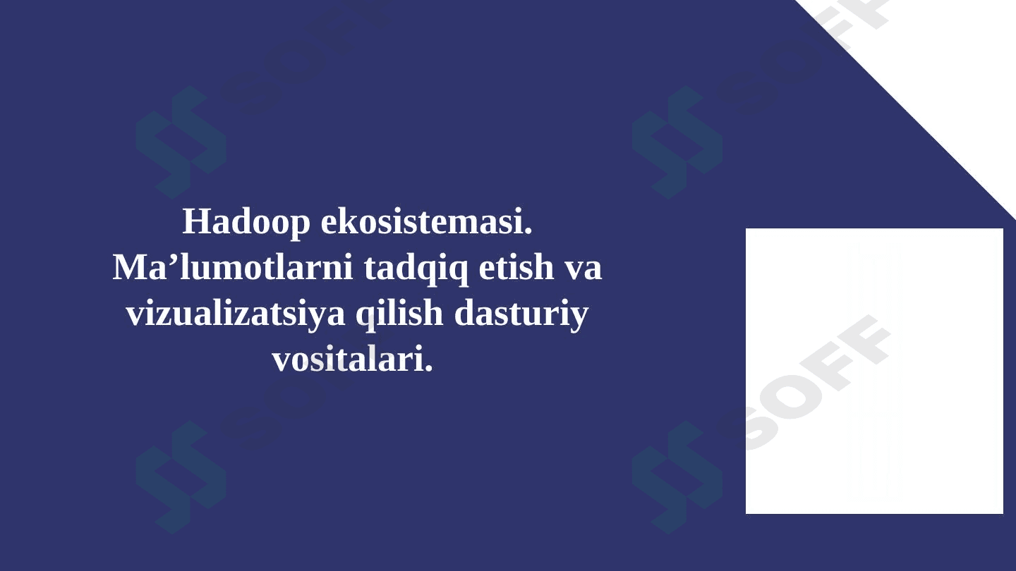 Hadoop ekosistemasi. Ma’lumotlarni tadqiq etish va vizualizatsiya qilish dasturiy vositalari