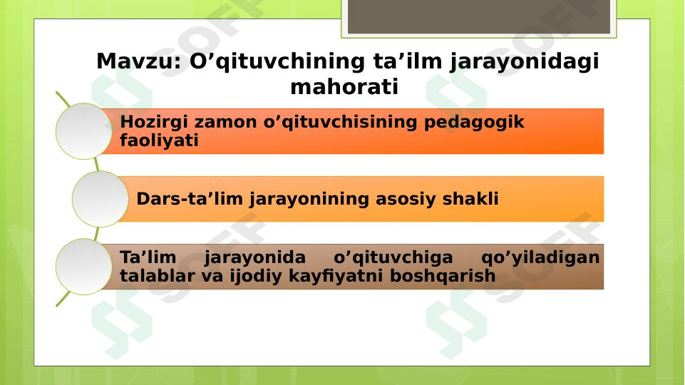 O’qituvchining ta’ilm jarayonidagi mahorati