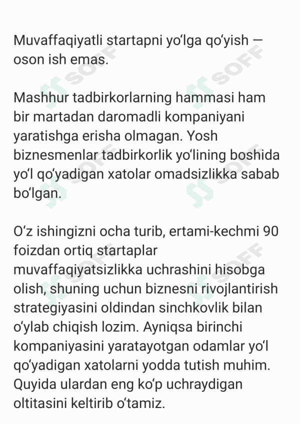 Yosh biznesmenlar uchun