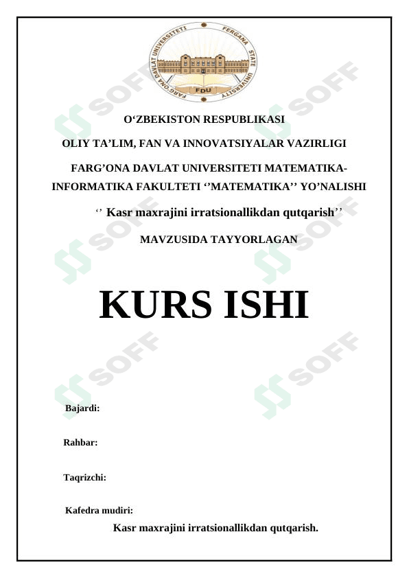 Kasr maxrajini irratsionallikdan qutqarish