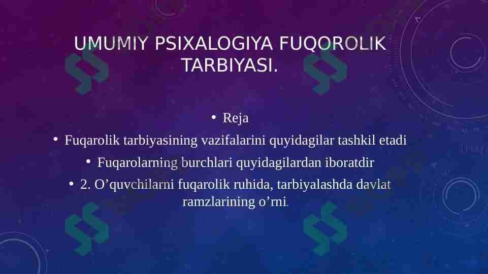 Umumiy psixologiya Fuqarolik Tarbiyasi