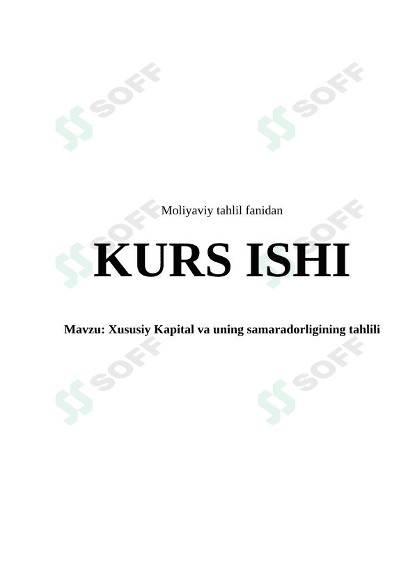 Xususiy kapital va uning samaradorligining tahlili