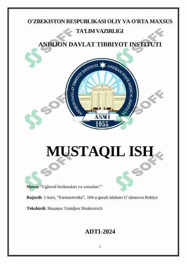 Uglerod birikmalari va xossalari - CARBON [C]