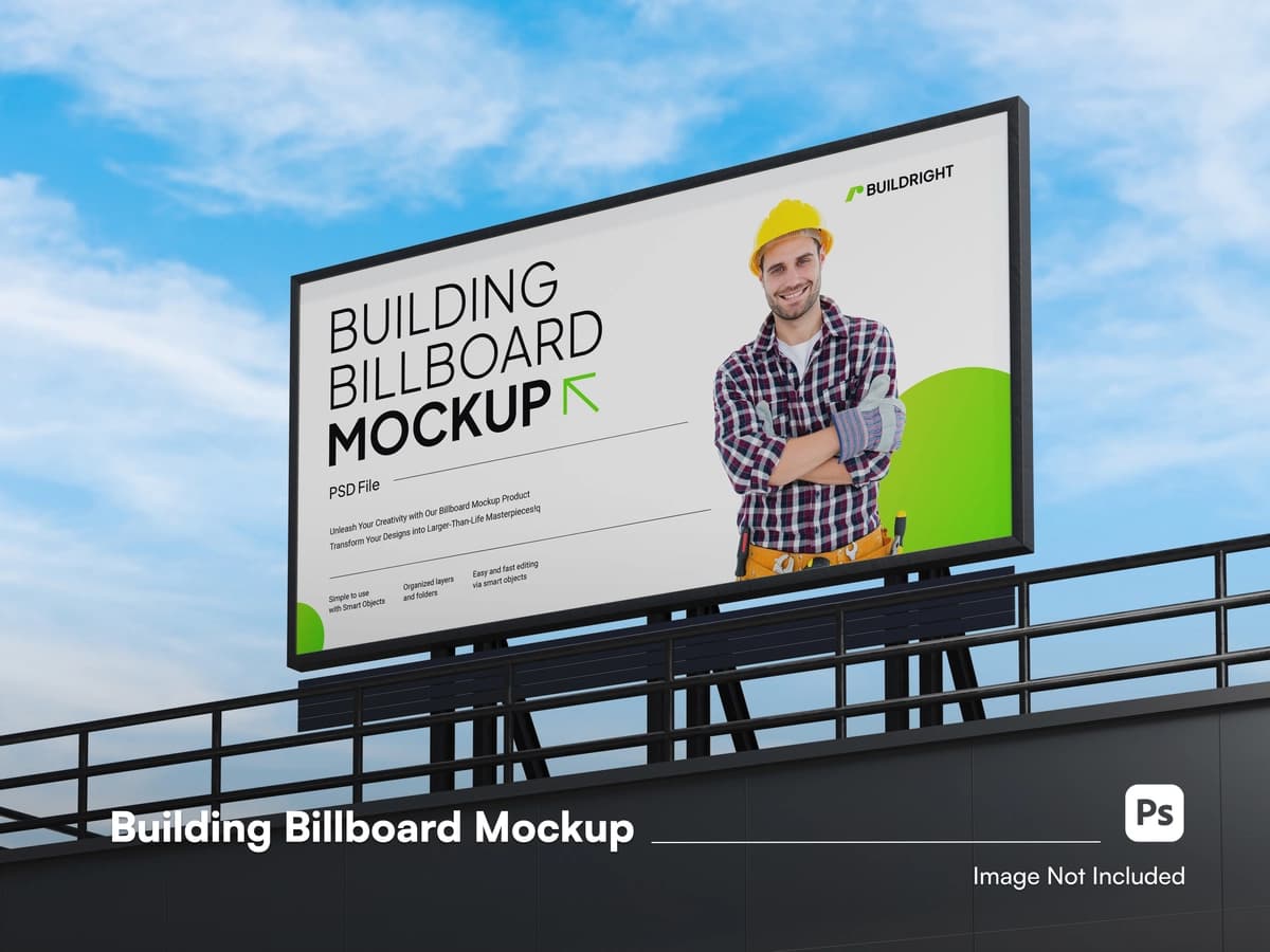 Izometrik tashqi reklama taxtasi binosining tomidagi 3D izolyatsiyalangan maket | Isometric outdoor billboard building rooftop 3d isolated mockup
