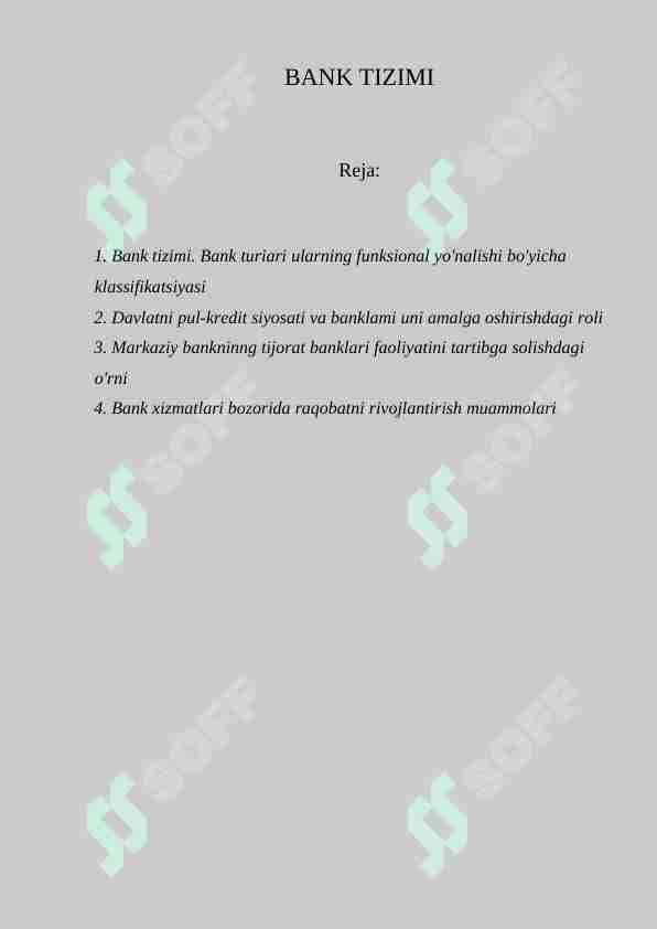 BANK TIZIMI