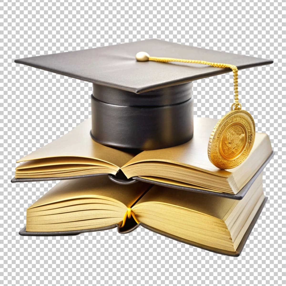 Bitiruv qopqog'i ochiq kitob oltin tanga | Graduation cap open book gold coin
