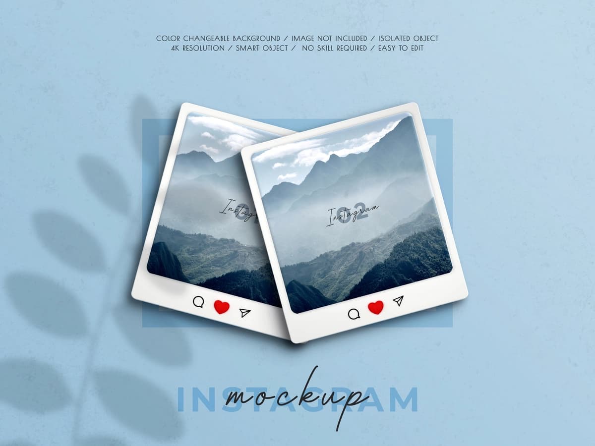 3D yurak emoji ijtimoiy media posti bilan 3D instagram interfeysi maketi | 3d instagram interface mockup with 3d heart emoji social media post