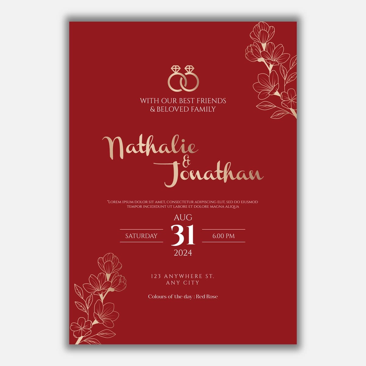 Qizil oltin to'y taklifnomasi | Red gold wedding invitation
