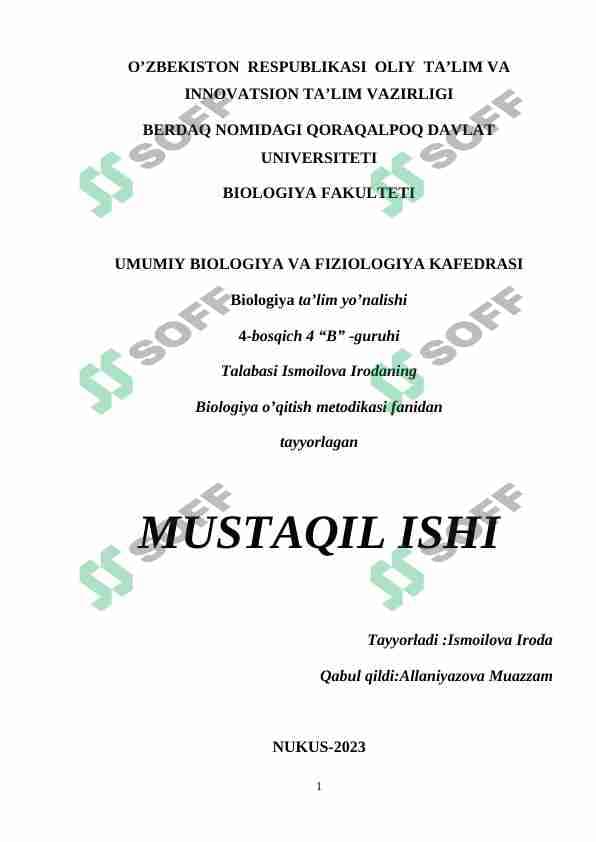 Maktab oʻquv rejasidagi biologik taʼlimning oʻziga xos tomonlari