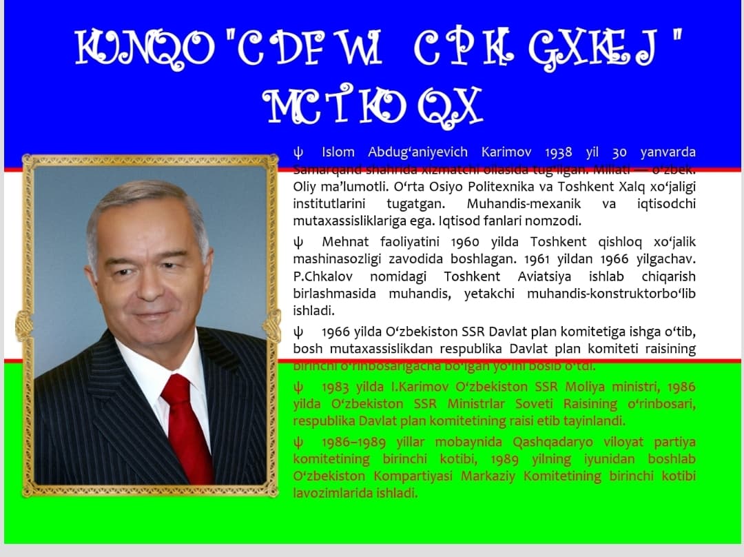 ISLOM ABDUG’ANIYEVICH KARIMOV