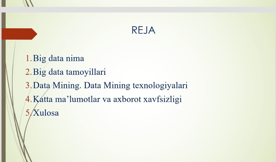 KATTA MA'LUMOTLAR (BIG DATA) VA ANALITIKA  MA'LUMOTLAR BAZASINI TASHKIL QILISH MEHANIZMI