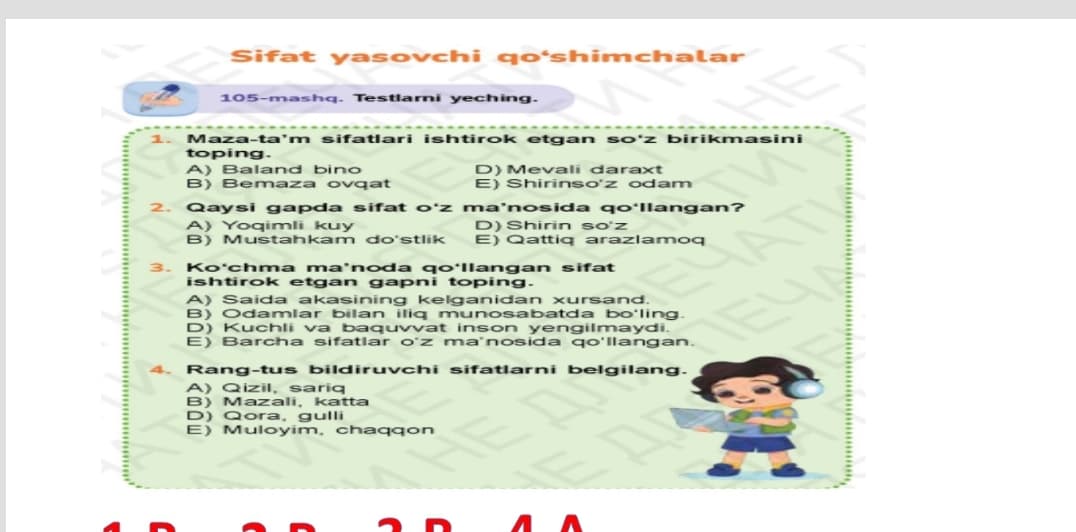 3-sinf ona tili Sifat yasovchi qoʻshimchalar ppt