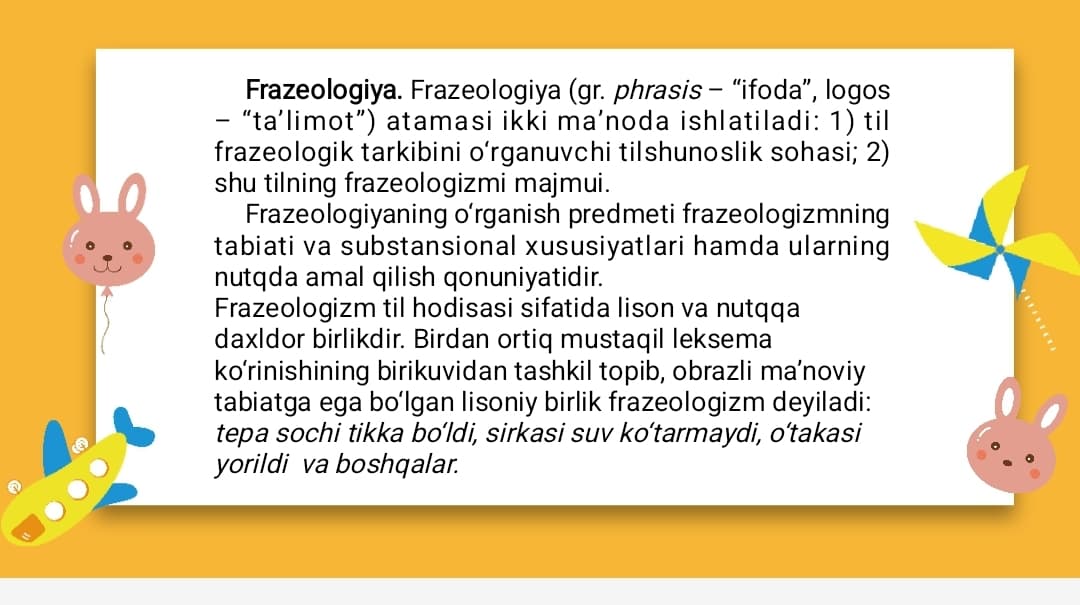 Frazeologik birliklar .Frazeologik birliklarning ko'chma ma'noga asoslanishi.Frazeologik birliklarning ifoda va mazmun  plani