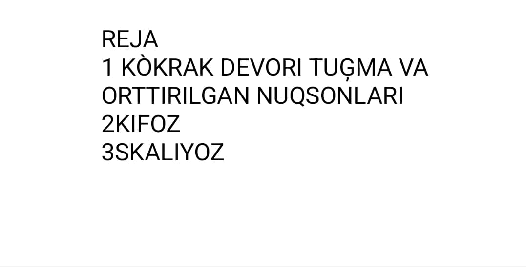 Kòkrak devori tuģma va orttirilgan nuqsonlarida operatsiyalar
