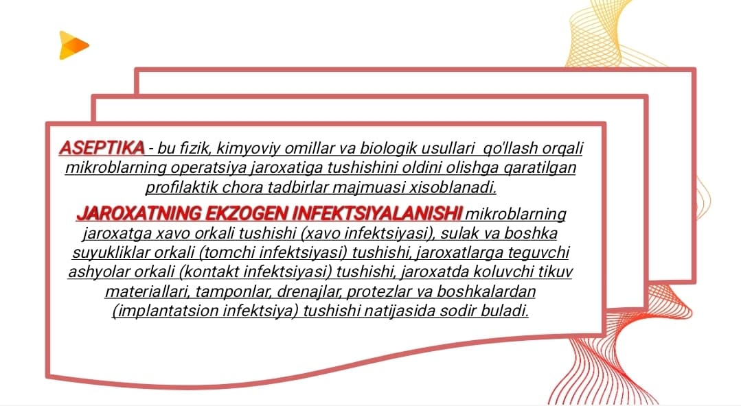Aseptika va antiseptika asoslari