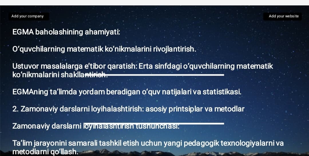 "EGMA xalqaro baholash dasturi asosida zamonaviy darslarni loyihalashtirish"