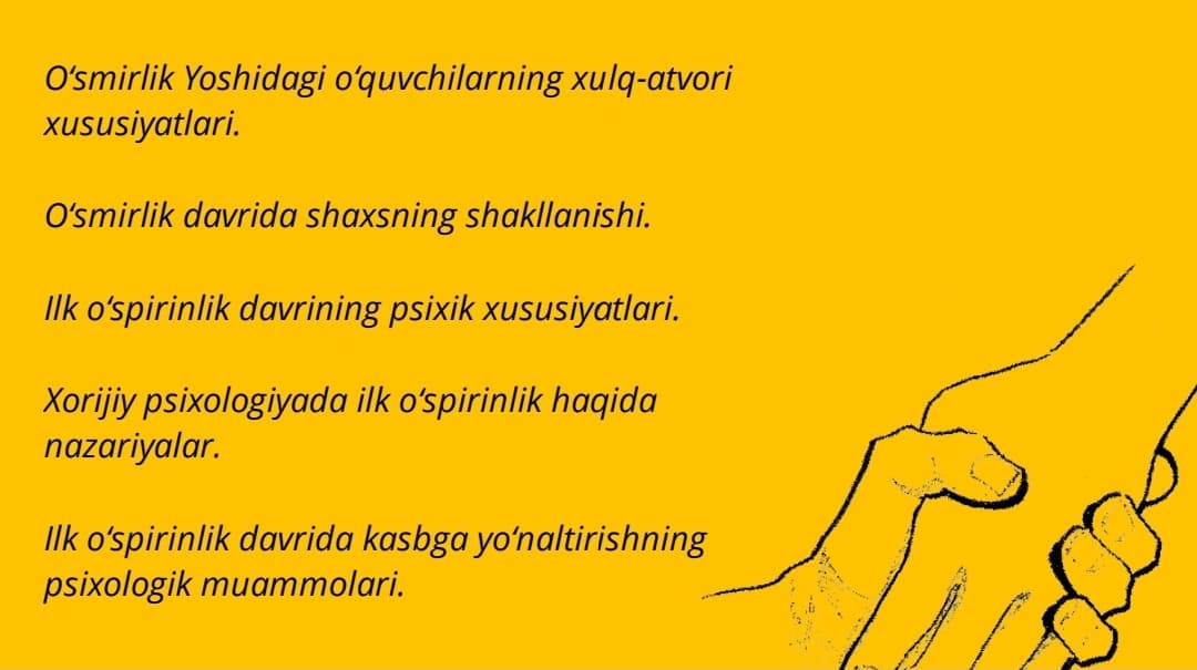 Oʻsmirlik davrida psixik rivojlanish xususiyatlari
