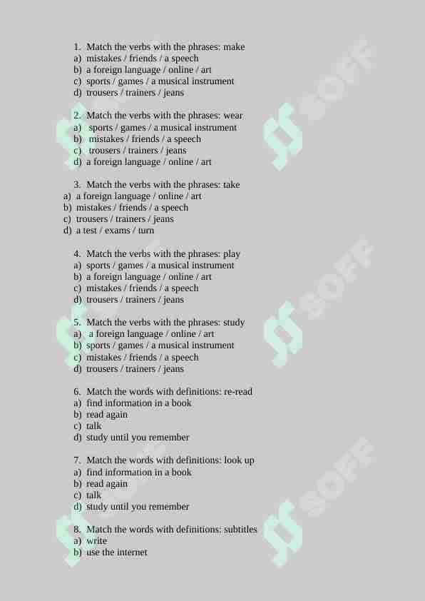 100 test for english