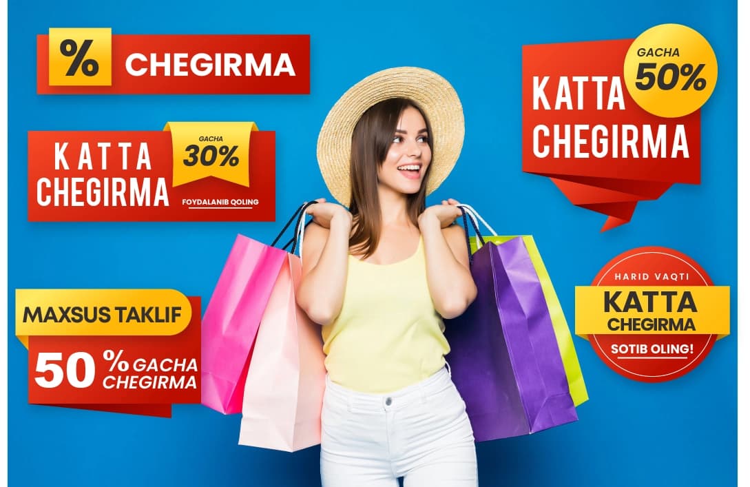 🏷 Chegirma va aksiya bannerlari — PNG / PDF format
